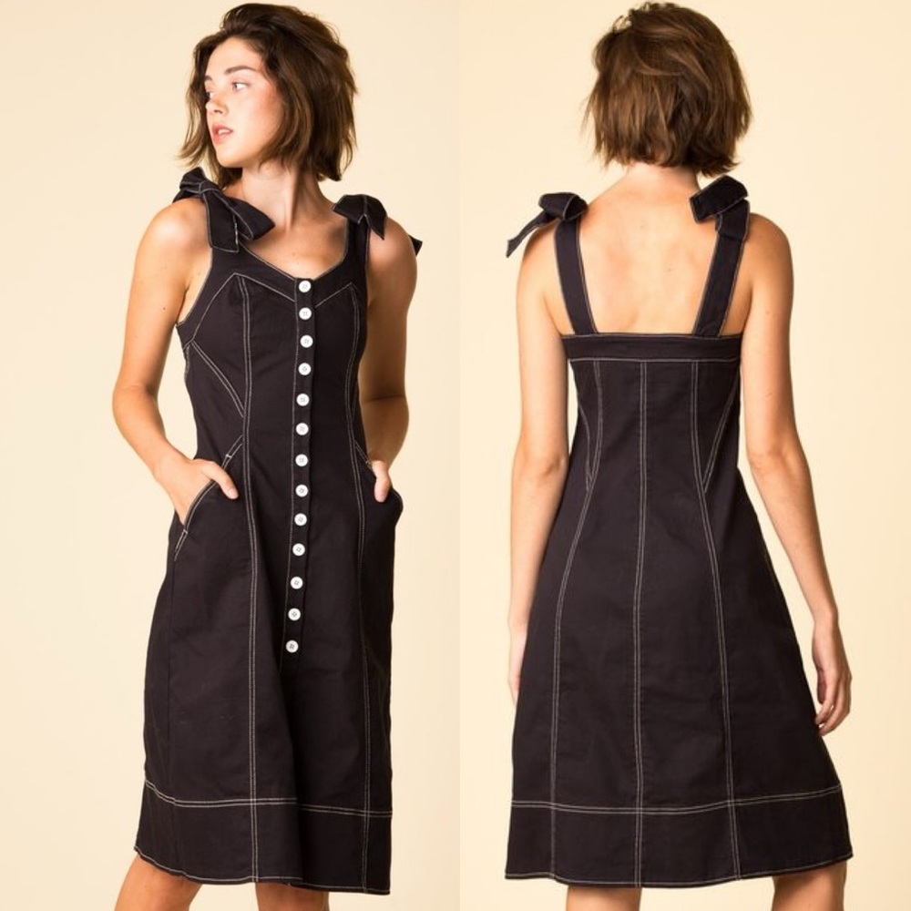 ULLA JOHNSON Emory Denim Button Down Midi Sheath Dress \\ 10
